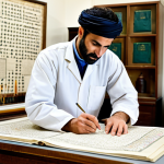 Preserving Ancient Manuscripts**

"A professional conservator, fully clothed in appropriate attire, carefully restores an ancient Arabic manuscript in a well-lit conservation lab, surrounded by specialized tools and archival materials, safe for work, perfect anatomy, correct proportions, natural pose, professional, high quality."

**