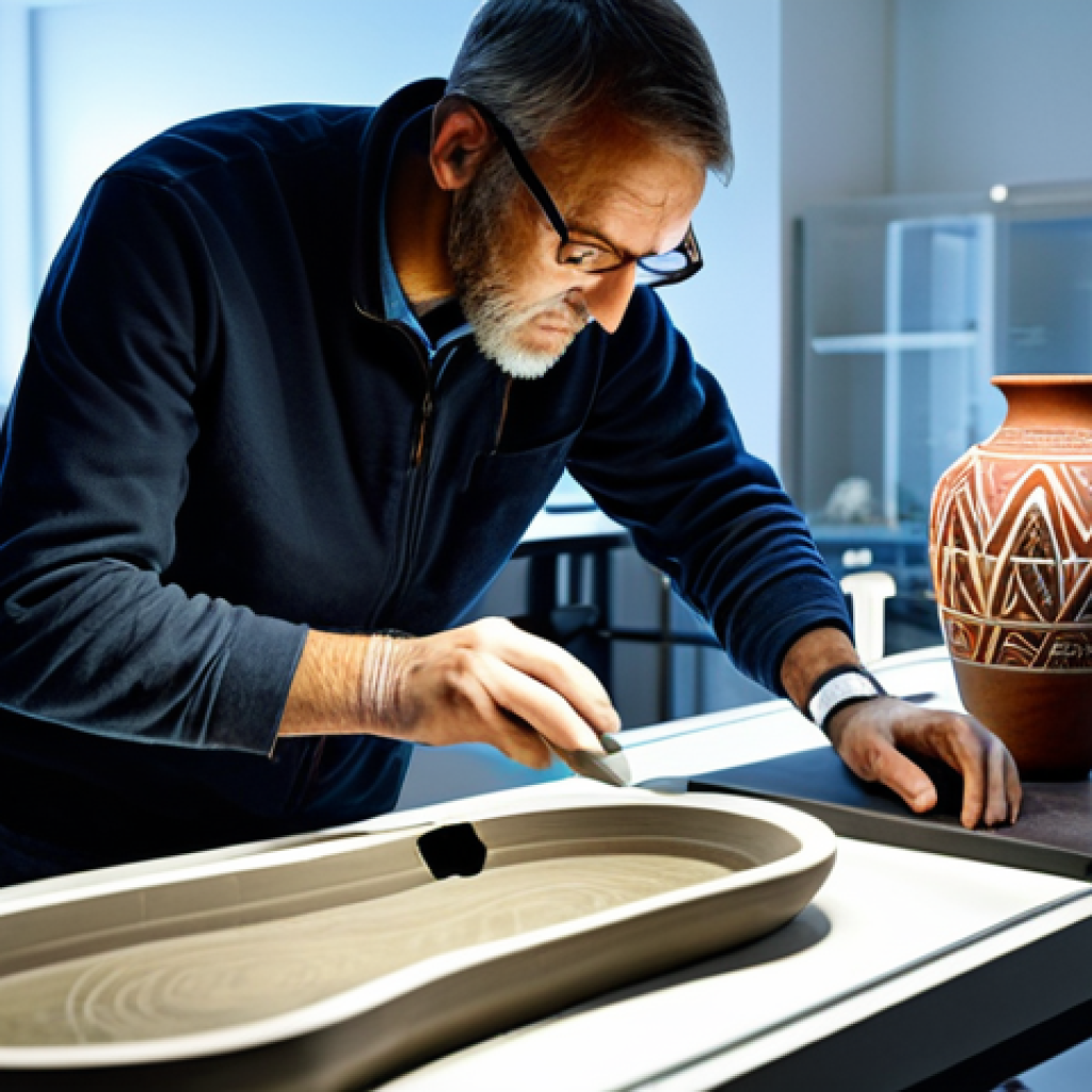 문화재수리 실무에서 사용하는 소프트웨어 - **

A team of archaeologists carefully documents an ancient artifact using 3D scanners in a brightly...