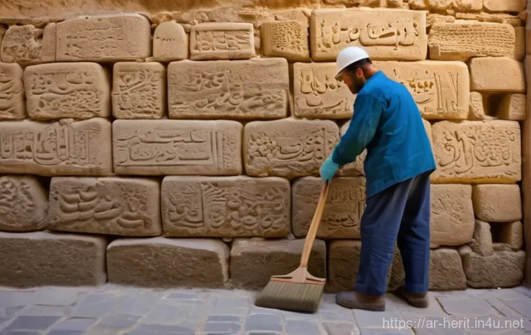 문화재수리와 건축 보존의 차이 - **The Guardians of Stone: Preserving Ancient Walls**
    A highly detailed, serene image capturing p...