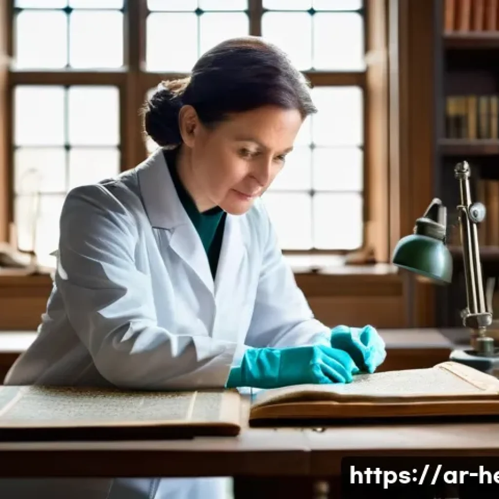 문화재수리업 연봉 협상 팁 - An experienced heritage restorer, a woman in her late 40s, with a focused expression, meticulously w...