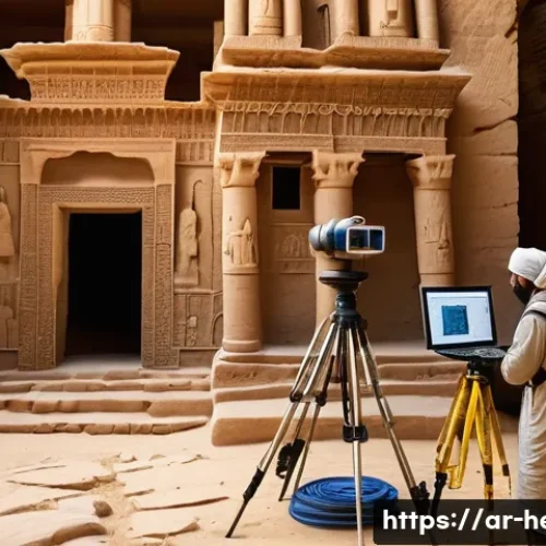 Home 33 문화재수리 관련 실무 사례 공유 - A highly detailed digital 3D scanning setup at an ancient Middle Eastern archaeological site, featur...