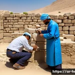 Home 19 문화재수리 이론과 실무의 차이점 - A detailed scene of an archaeological restoration team working on a historic site in the Middle East...